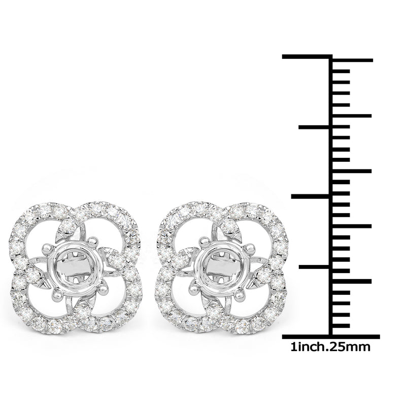 0.74 Carat Genuine White Diamond 14K White Gold Earrings (E-F Color, SI Clarity)