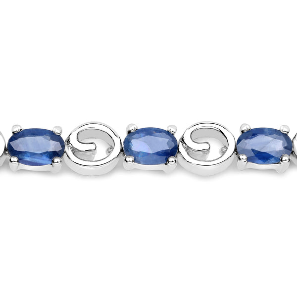 7.68 Carat Genuine Blue Sapphire .925 Sterling Silver Bracelet