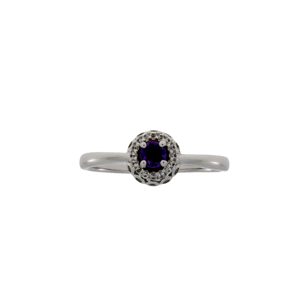 .10ct Amethyst Created Sapphire Ring Sterling Silver