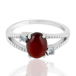 2.86 Natural Garnet Cocktail Ring 925 Sterling Silver Topaz Jewelry