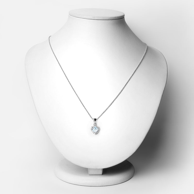 1.17 Carat Genuine Blue Topaz and White Topaz .925 Sterling Silver Pendant