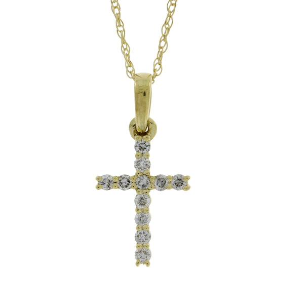 .12ct Diamond Cross Religious Pendant 14KT Yellow Gold
