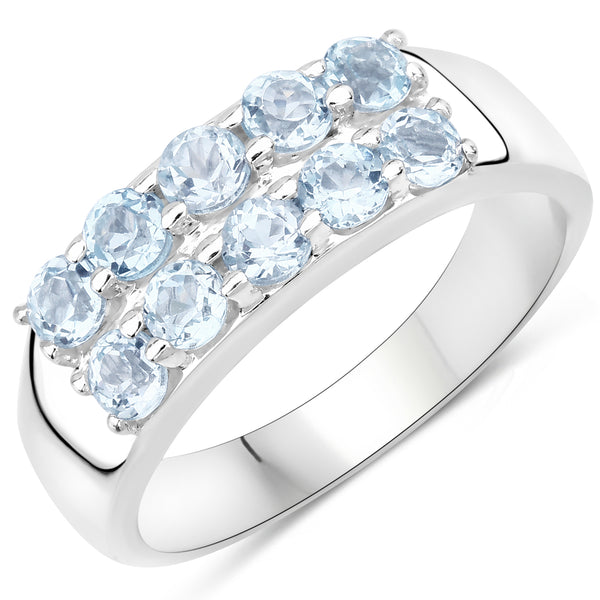 1.20 Carat Genuine Blue Topaz .925 Sterling Silver Ring