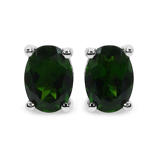 0.94 Carat Genuine Chrome Diopside .925 Sterling Silver Earrings