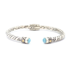 Larimar Bangle Bracelet Sterling Silver 18KT Gold