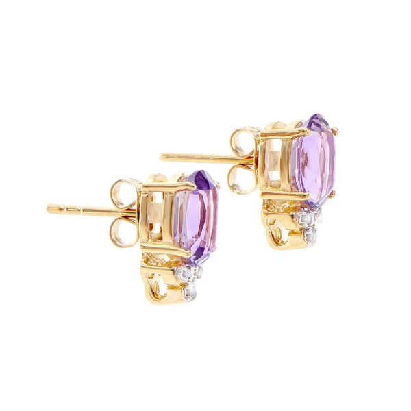 3.01 TW CTS AMETHYST & DIAMONDS 18K GOLD PLATED  DESIGNER EAR-RINGS