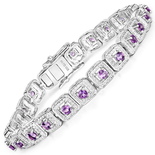 2.40 Carat Genuine Amethyst .925 Sterling Silver Bracelet