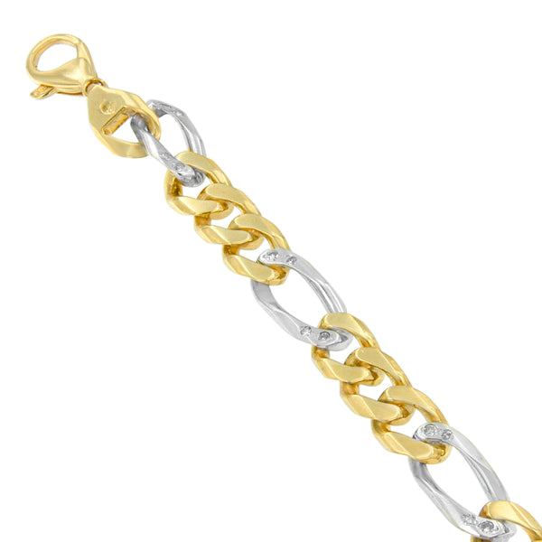 14K Two-Tone Gold 3/8ct TDW Round Cut Diamond Link Bracelet (I-J I1-I2)