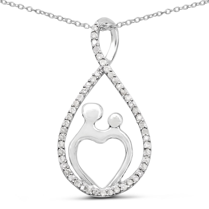 0.34 Carat Genuine White Diamond .925 Sterling Silver Pendant