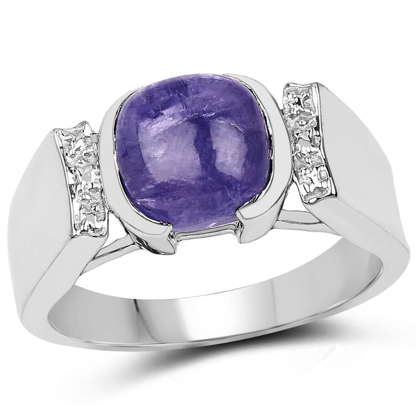 2.80 Carat Genuine Tanzanite .925 Sterling Silver Ring
