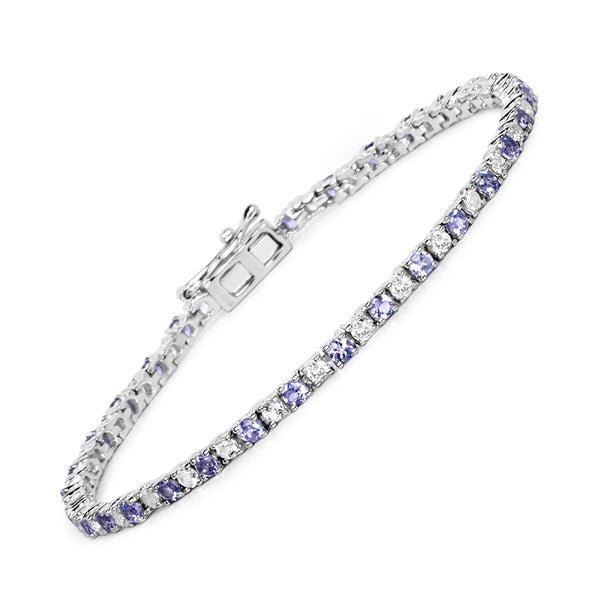 4.65 Carat Genuine Tanzanite and White Topaz .925 Sterling Silver Bracelet