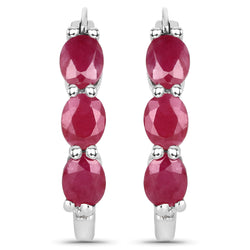 1.81 Carat Genuine Johnson Ruby and White Diamond .925 Sterling Silver Earrings