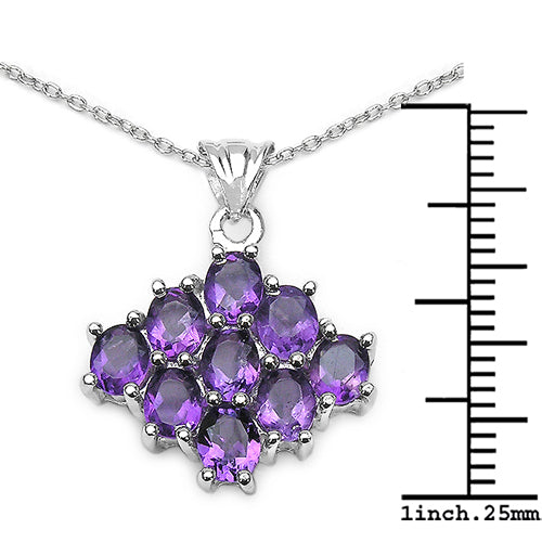 3.06 Carat Genuine Amethyst .925 Sterling Silver Pendant