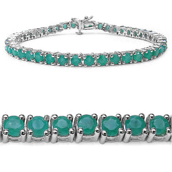 6.60 Carat Genuine Emerald .925 Sterling Silver Bracelet