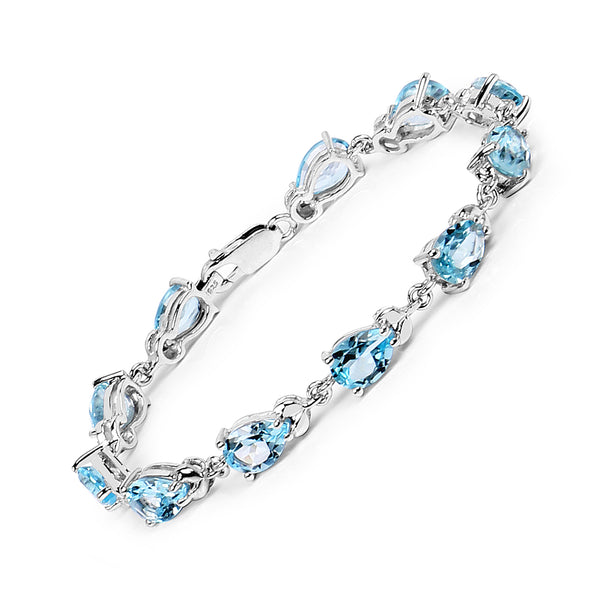 14.30 Carat Genuine Blue Topaz .925 Sterling Silver Bracelet