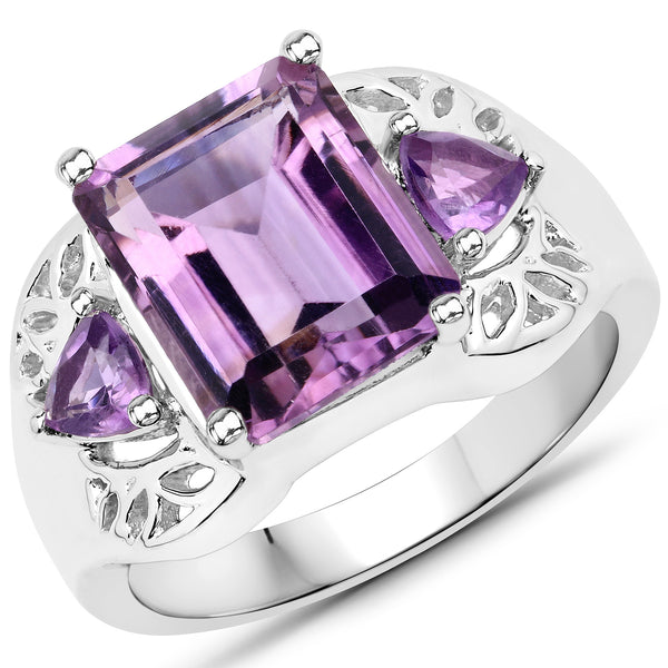 4.30 Carat Genuine Amethyst .925 Sterling Silver Ring