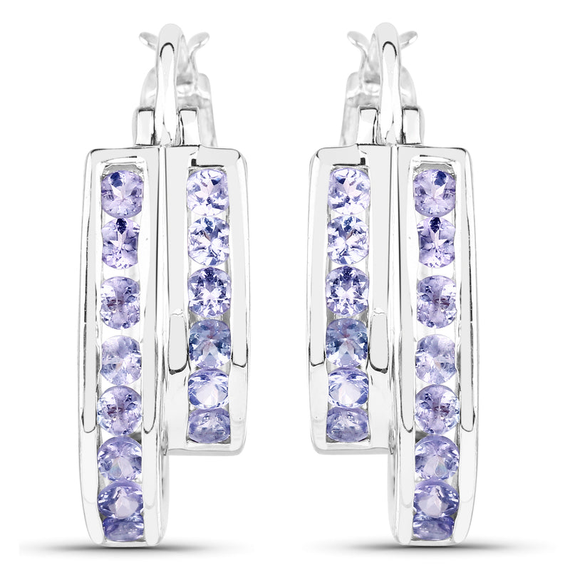 1.40 Carat Genuine Tanzanite .925 Sterling Silver Earrings