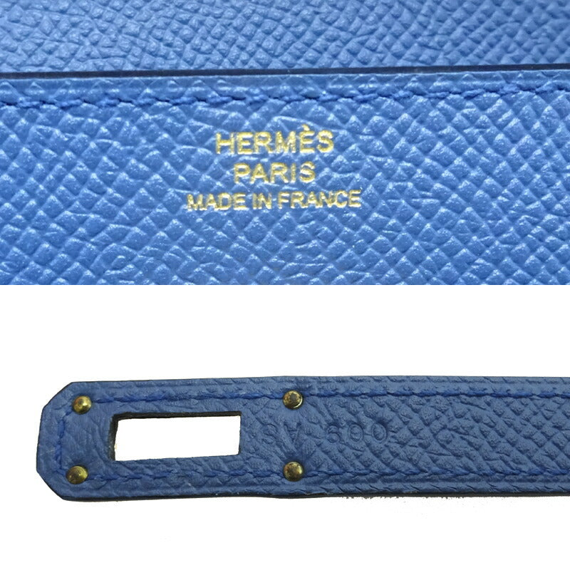 Hermes Kelly X Engraved 2016 Womens Wallet Vaux Epson Blue Plus (Blue) x