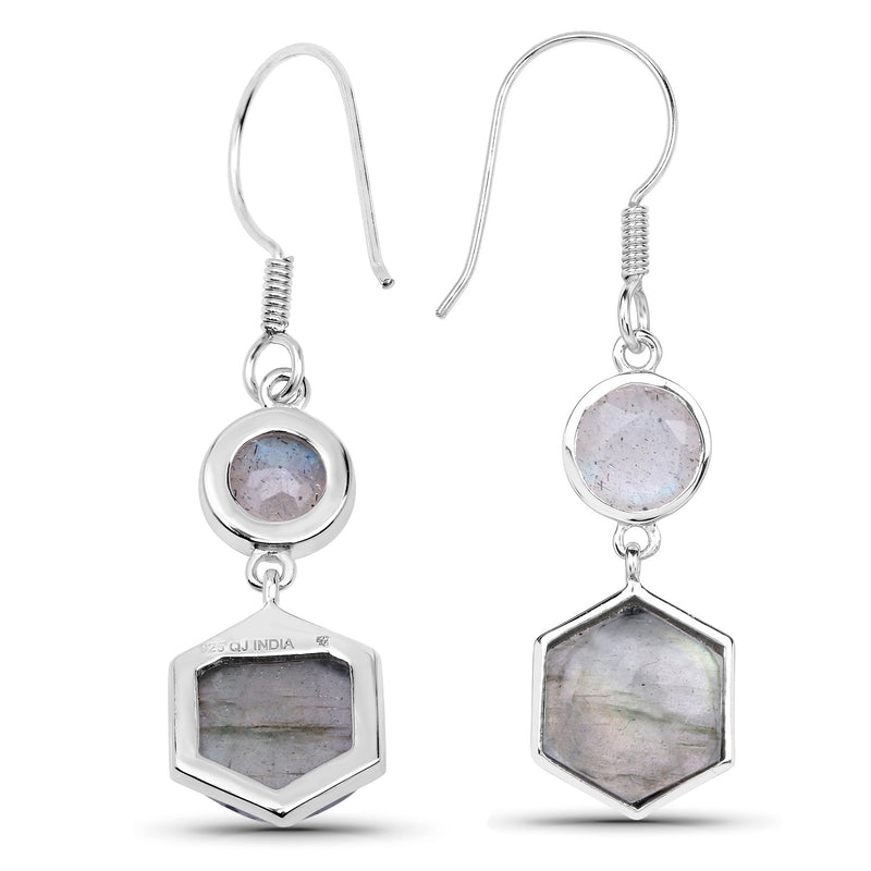 10.74 Carat Genuine Labradorite .925 Sterling Silver Earrings