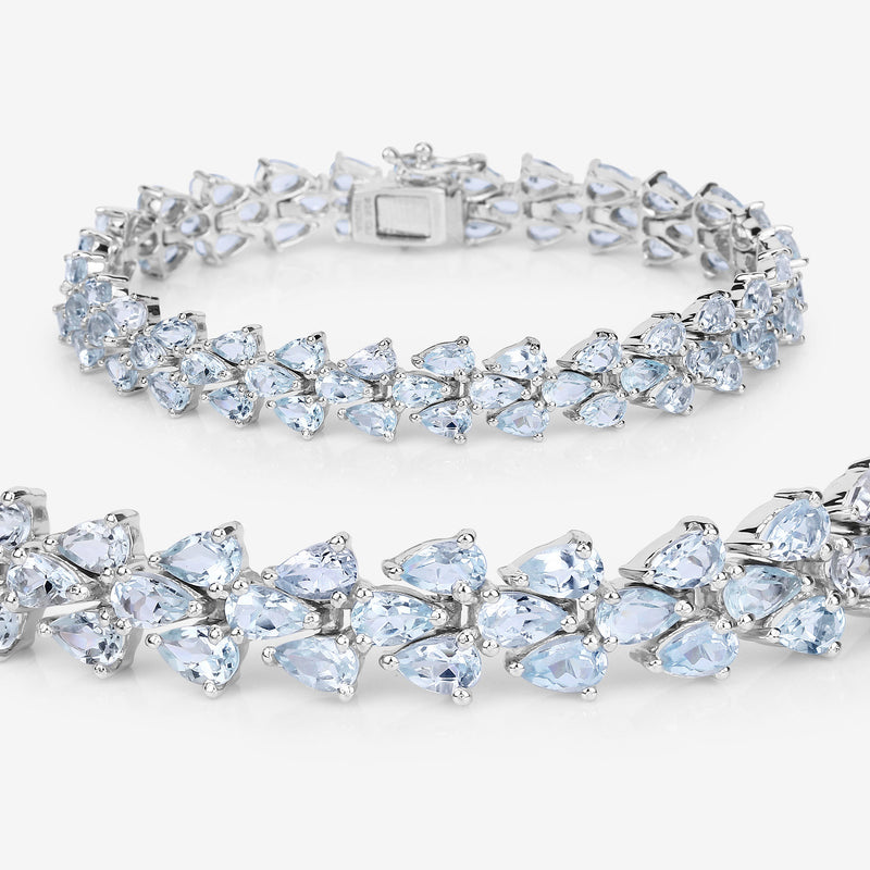 14.11 Carat Genuine Aquamarine .925 Sterling Silver Bracelet