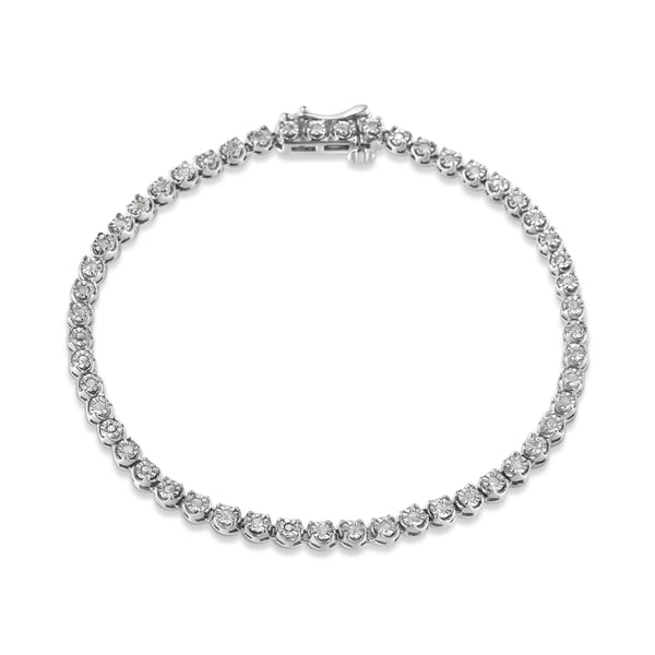 .925 Sterling Silver 1/2 Cttw Rose-cut Diamond Tennis Bracelet (I-J Color, I3-Promo Clarity) - Size 7.25