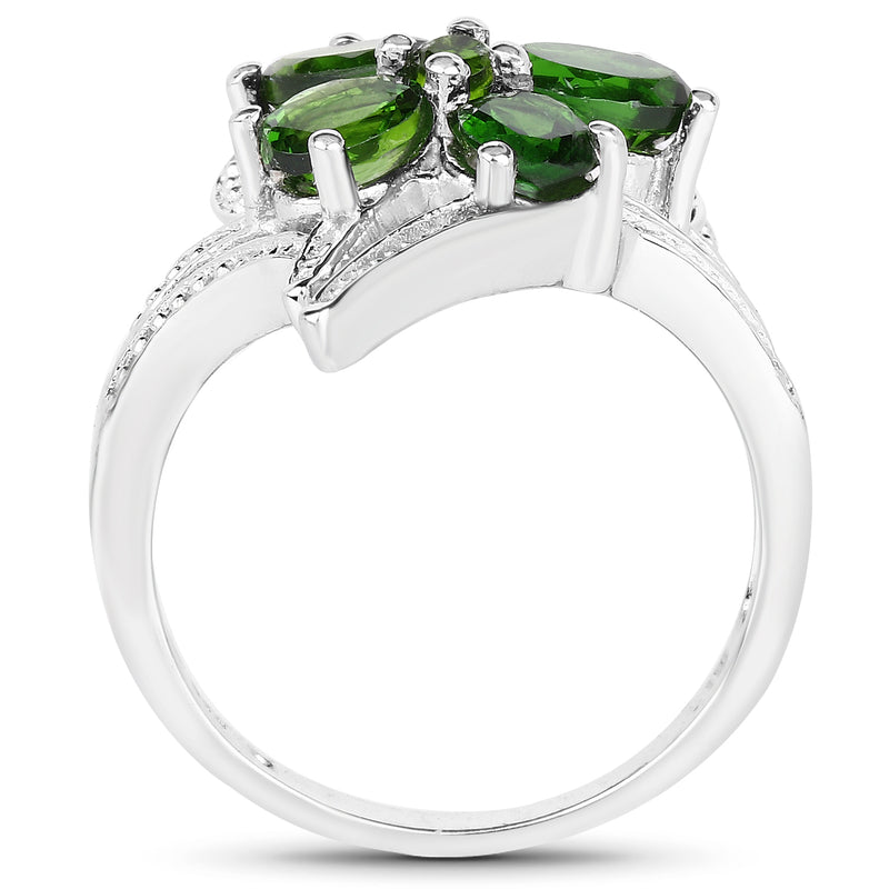 1.64 Carat Genuine Chrome Diopside .925 Sterling Silver Ring