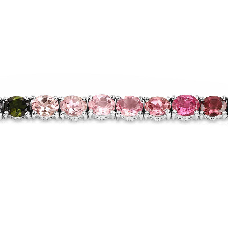 11.16 Carat Genuine Pink Tourmaline, Green Tourmaline and Brown Tourmaline .925 Sterling Silver Bracelet