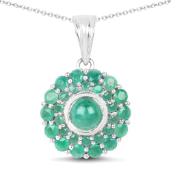 2.19 Carat Genuine Emerald .925 Sterling Silver Pendant