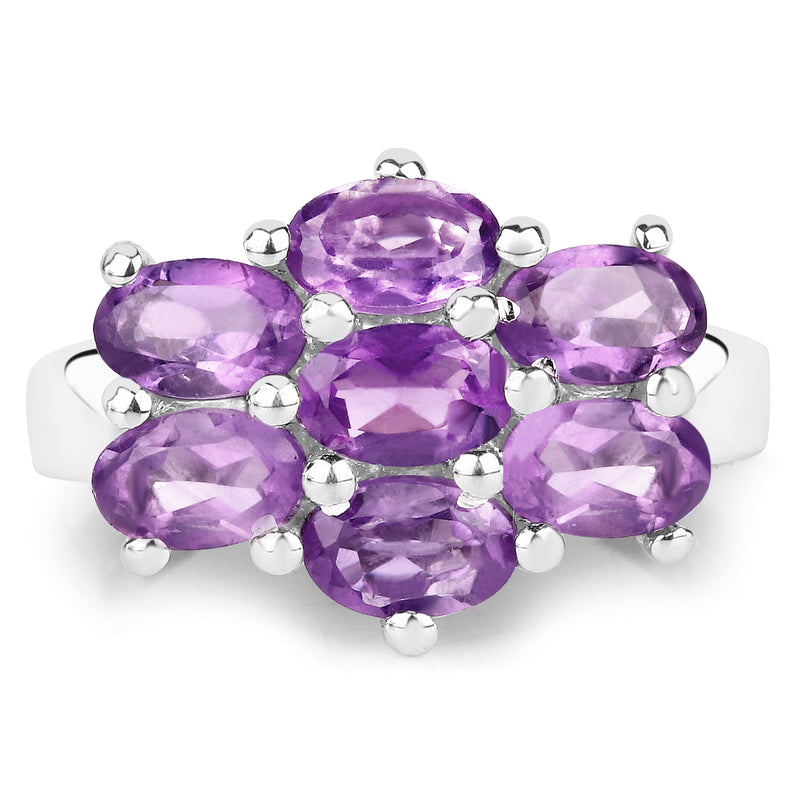 3.01 Carat Genuine  Amethyst .925 Sterling Silver Ring