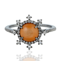 2.46 Natural Moonstone Cocktail Ring 925 Sterling Silver Topaz Jewelry