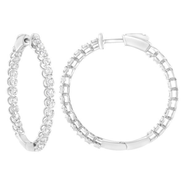 14K White Gold 2 cttw Diamond Hoop Earrings (I-J Clarity, I1-I2 Color)