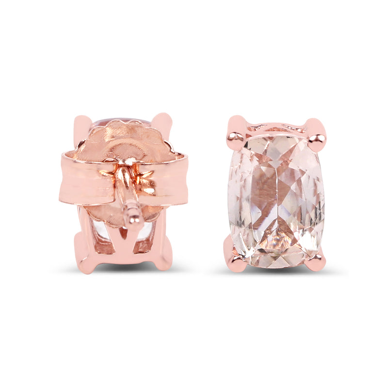 14K Rose Gold Plated 1.70 Carat Genuine Morganite .925 Sterling Silver Earrings