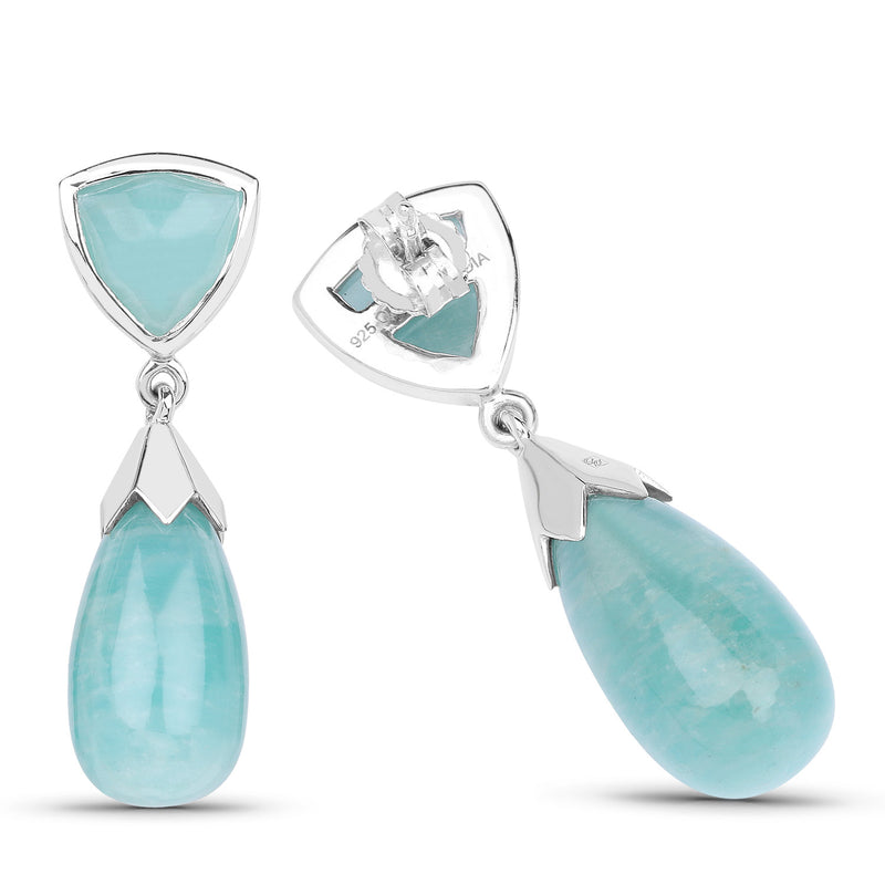 35.10 Carat Genuine Amazonite .925 Sterling Silver Earrings