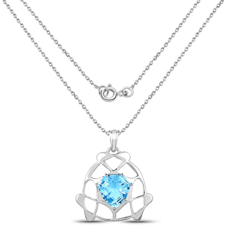 11.50 Carat Genuine Swiss Blue Topaz .925 Sterling Silver Pendant