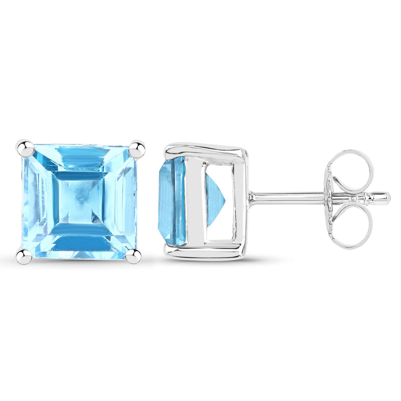 4.00 Carat Genuine Swiss Blue Topaz .925 Sterling Silver Earrings