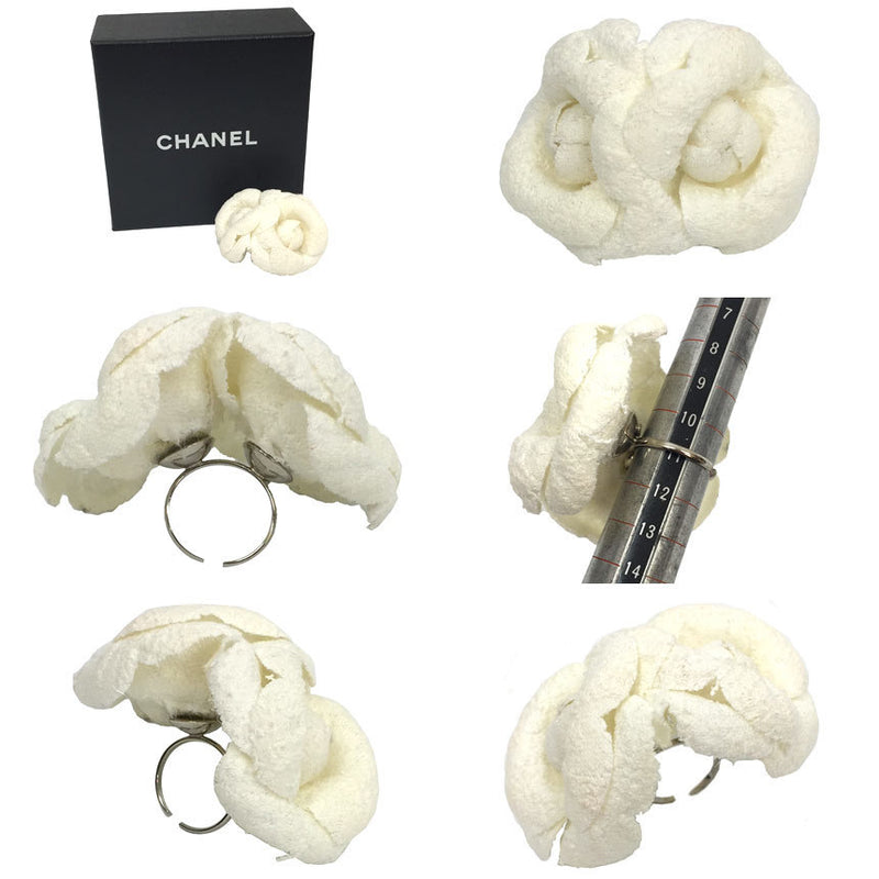 Chanel W Camellia Ring 09C Silver White Color