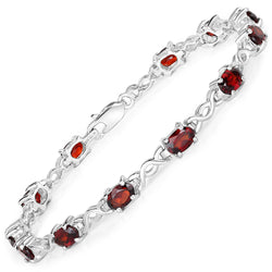 6.12 Carat Genuine Garnet .925 Sterling Silver Bracelet