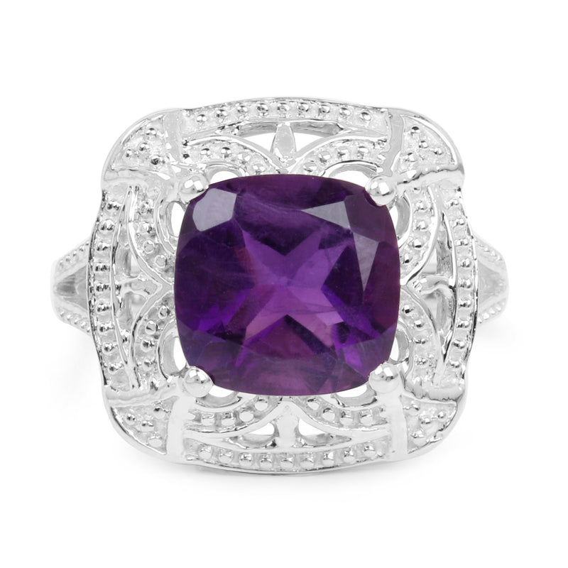 4.35 Carat Genuine Amethyst .925 Sterling Silver Ring