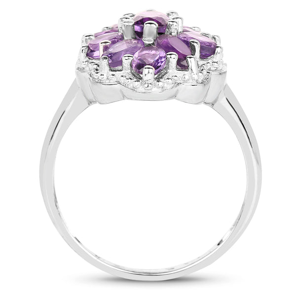 2.23 Carat Genuine Amethyst .925 Sterling Silver Ring