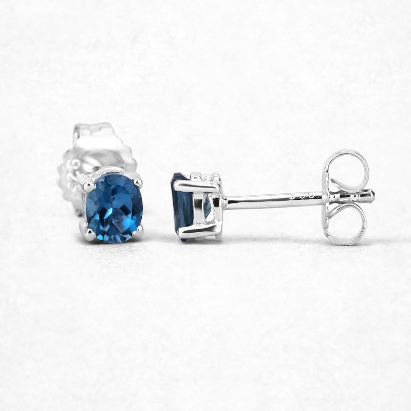 0.80 Carat Genuine London Blue Topaz .925 Sterling Silver Earrings