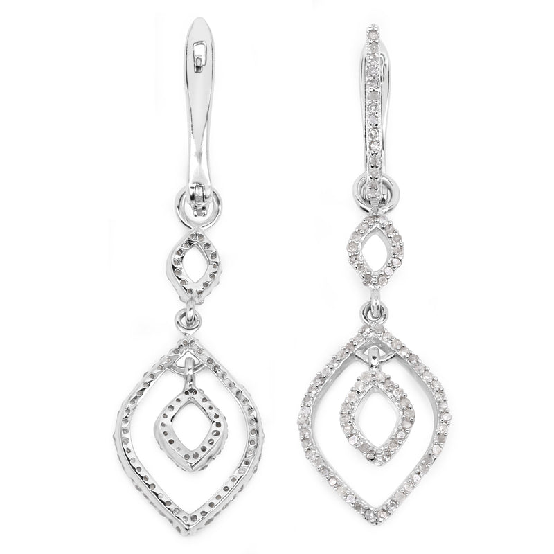 0.92 Carat Genuine White Diamond .925 Sterling Silver Earrings