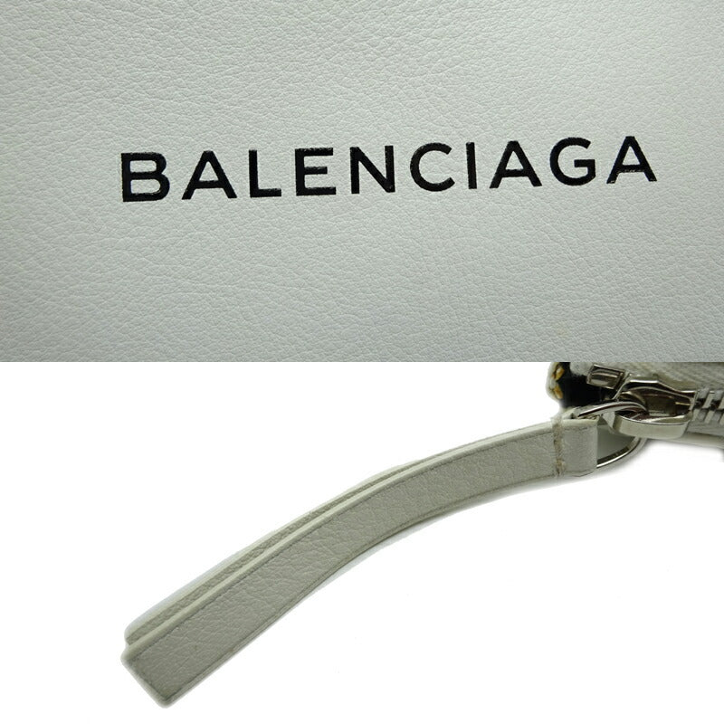 Balenciaga Shopping Clip M Ladies Clutch Bag 485110 Leather White