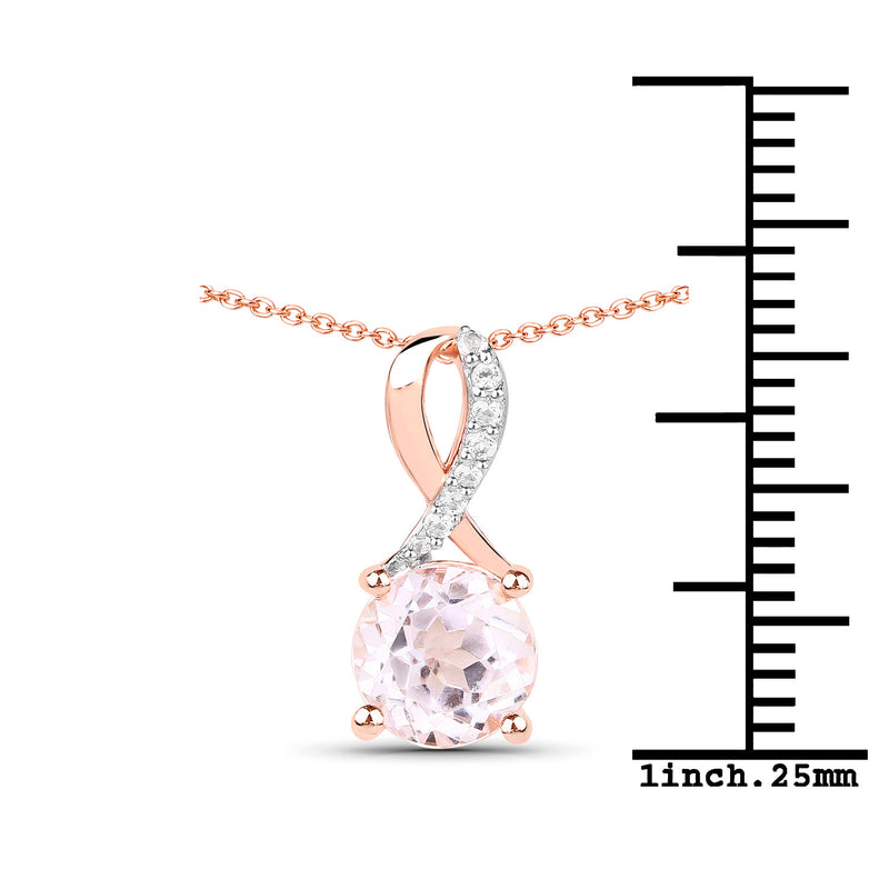 1.85 Carat Genuine Kunzite and White Topaz .925 Sterling Silver Pendant