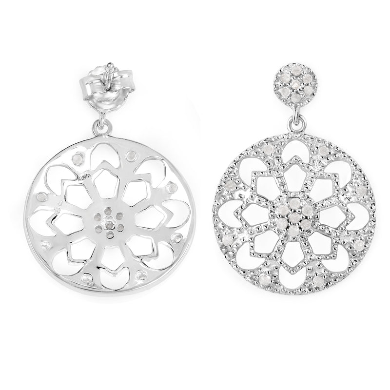 0.60 Carat Genuine White Diamond .925 Sterling Silver Earrings