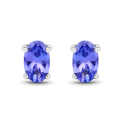 0.50 Carat Genuine Tanzanite 14K White Gold Earrings