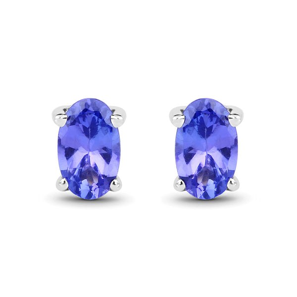 0.50 Carat Genuine Tanzanite 14K White Gold Earrings