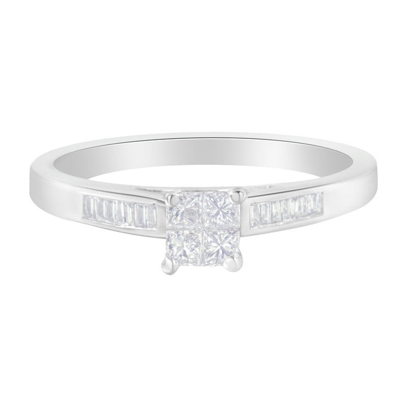18K White Gold 1/2ct TDW Princess and Baguette Diamond  Ring (H-IVS1-VS2)
