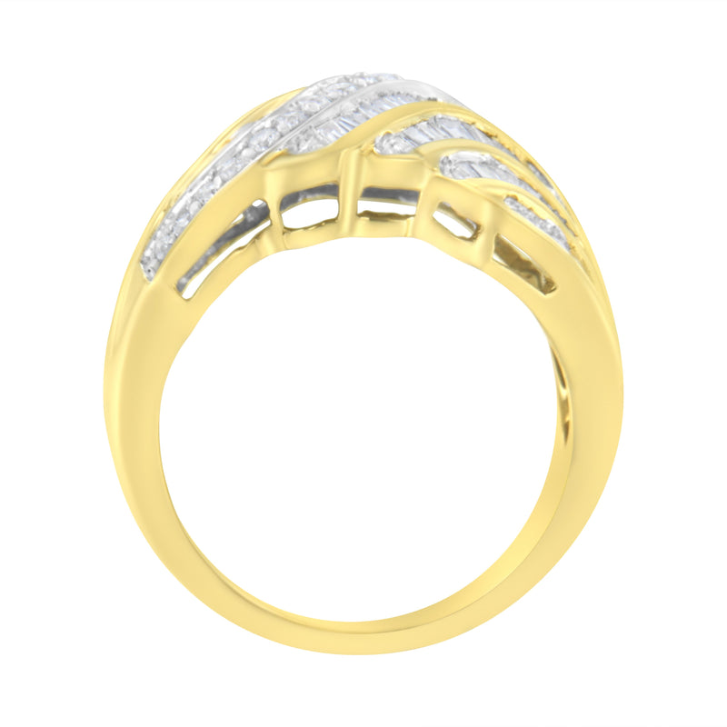 14K Yellow and White Gold 1 ct TDW Diamond Bypass Ring (H-ISI1-SI2)