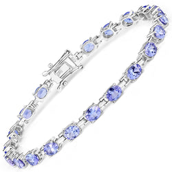 6.60 Carat Genuine Tanzanite .925 Sterling Silver Bracelet