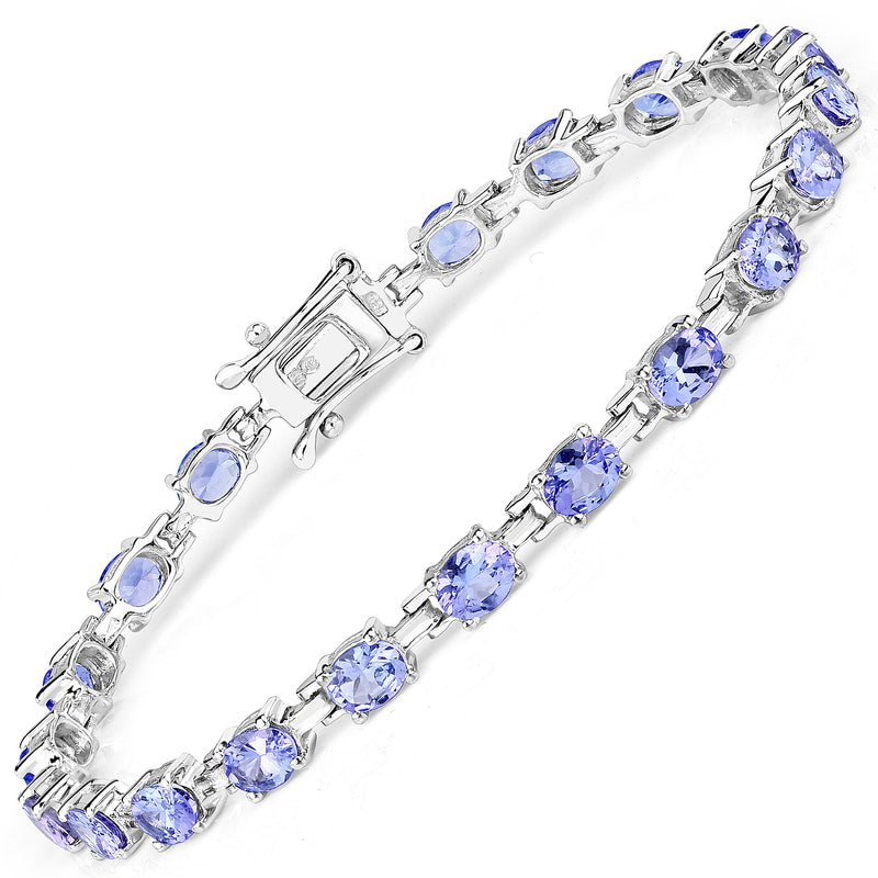 6.60 Carat Genuine Tanzanite .925 Sterling Silver Bracelet